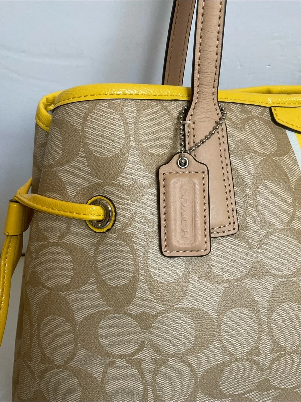 Coach Yellow and Tan Signature Tote